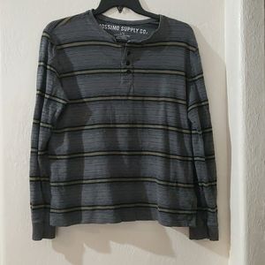 Mossimo Supply Co. Men's Striped Long Sleeve Polo Large